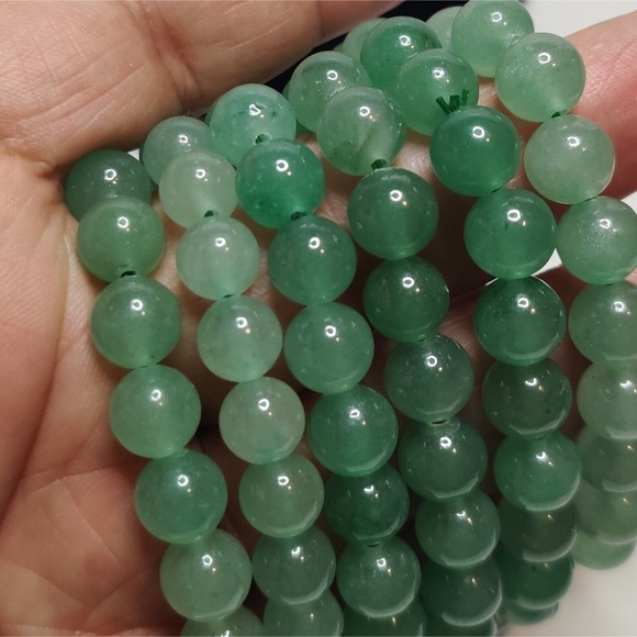 GREEN AVENTURINE STRETCHY ROUND 8mm BRACELET NAT. STONE w/ FREE FELT POUCH-B809 - Picture 12 of 14